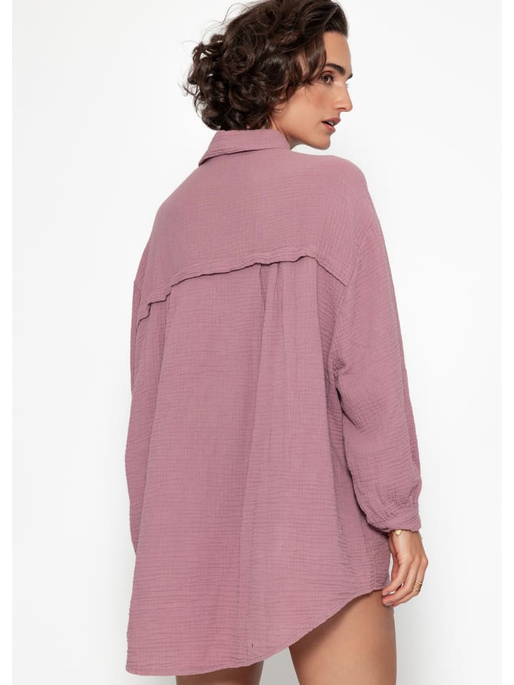 SASSYCLASSY Ultra Oversize Musselin-Blusenhemd lange Variante in Altrosa günstig kaufen onesize