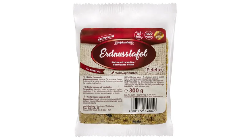 Fidelio Vogeltrockenfutter Nusstafel 300 g
