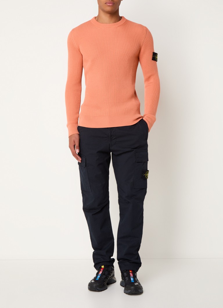 Πουλόβερ Stone Island 553C2 με ριμπ ύφανση, λογότυπο και ξυρισμένο μαλλί