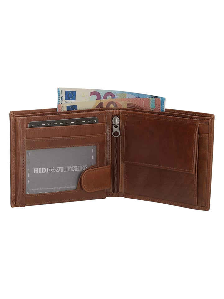 HIDE & STITCHES Leder-Geldbörse in Hellbraun - (B)13 x (H)10 x (T)3 cm günstig kaufen onesize