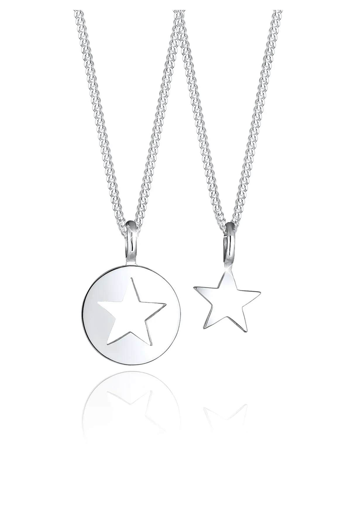ELLI  Halskette Mutter Kind Set Stern Anhänger Cut Out 925 Silber
