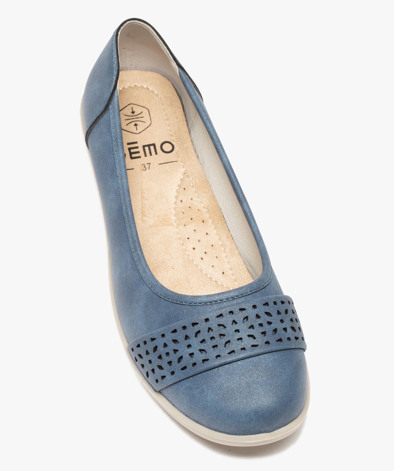Ballerines femme confort unies à bride ajourée bleu | GEMO