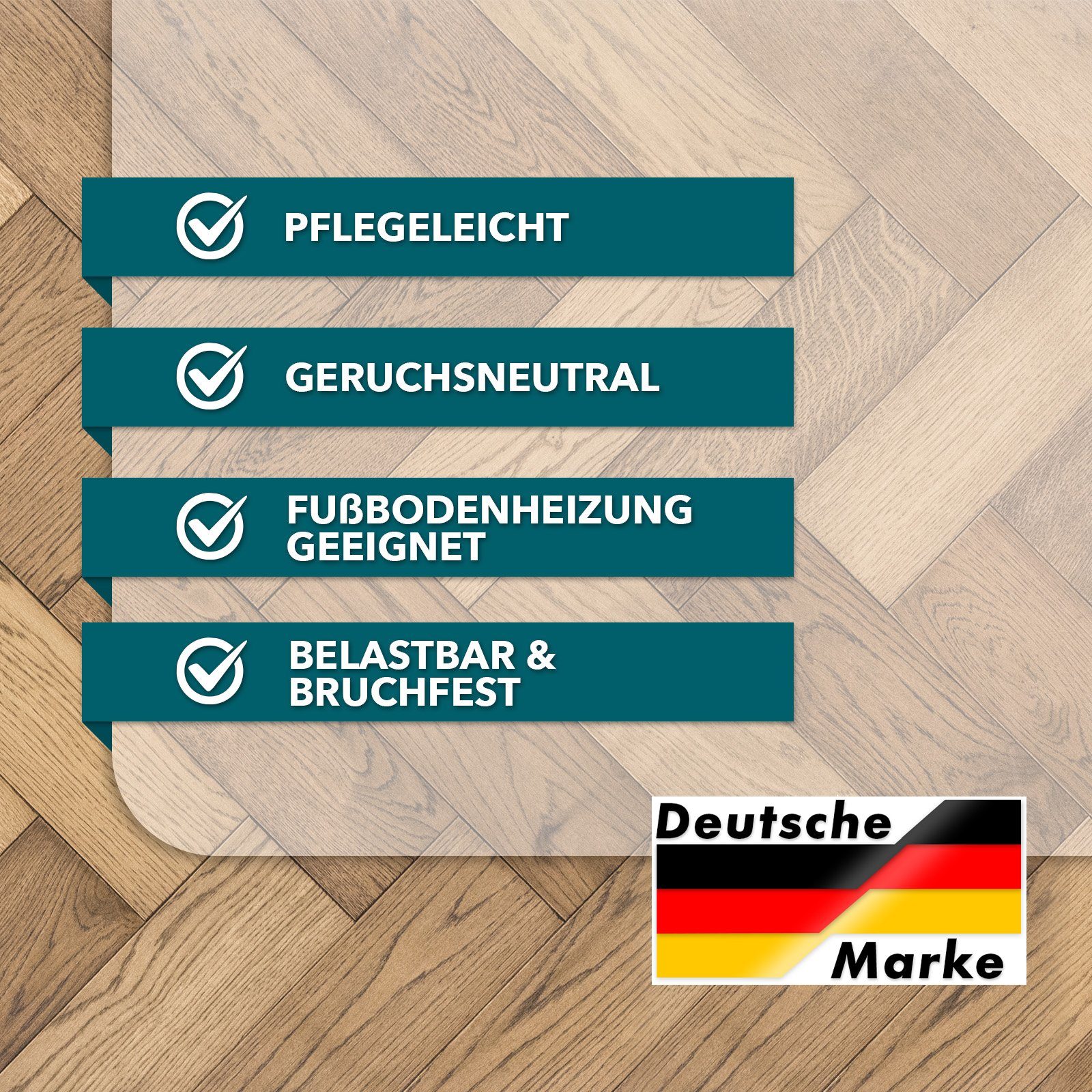 Karat Bodenschutzmatte für Hartböden aus Polycarbonat, Transparent, Effizienter Schutz