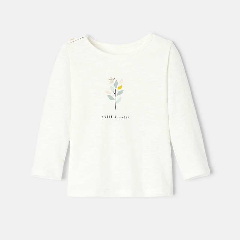 T-shirt manches longues motif blanc naissance Absorba