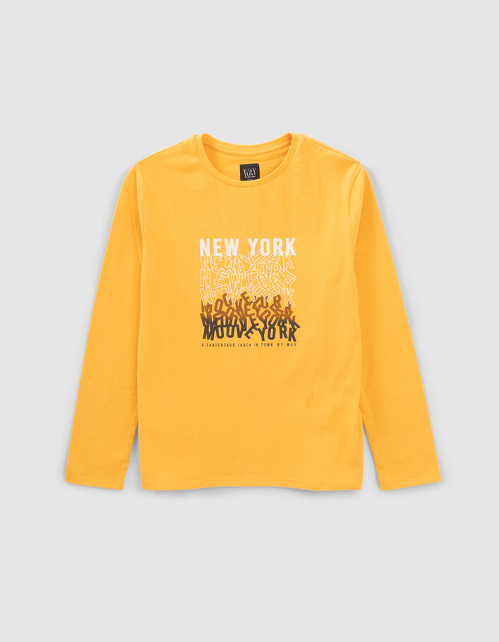 T-shirt jaune bio marquages typo garçon