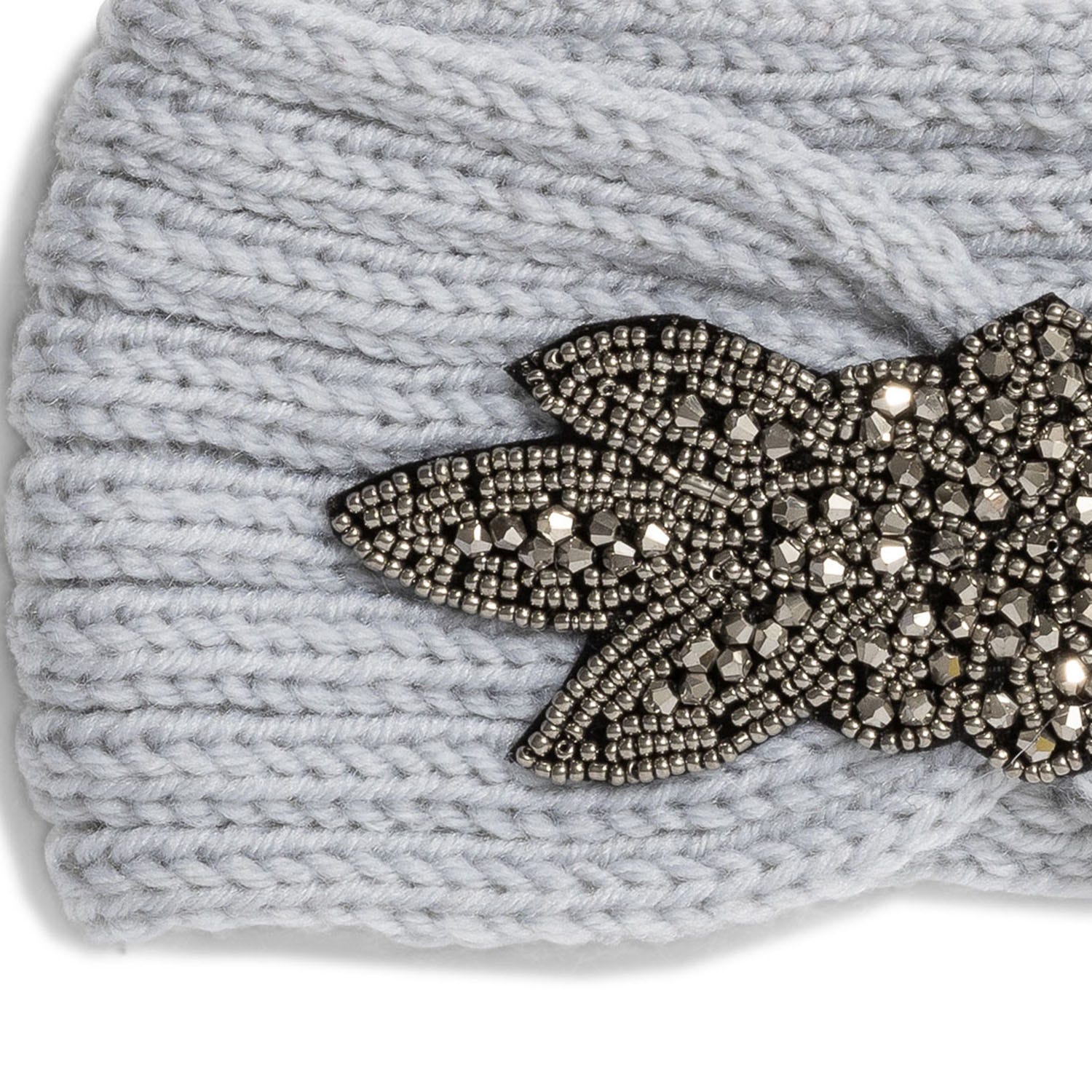 Headband-bijou TEXTO gris perle en maille