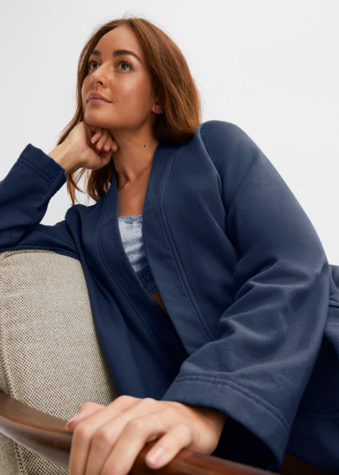 Bademantel aus Sweatware mit Innenfrottee