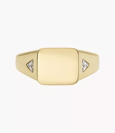 Fossil Siegelring Drew Edelstahl goldfarben