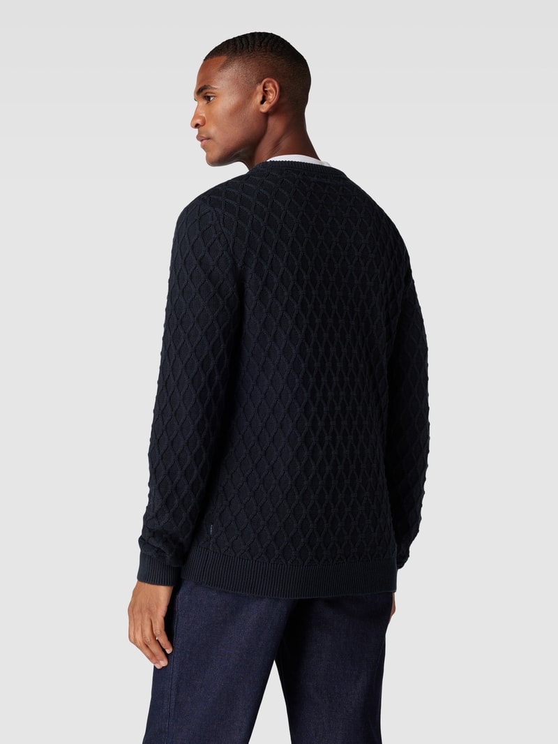 Strickpullover mit Strukturmuster in marineblau