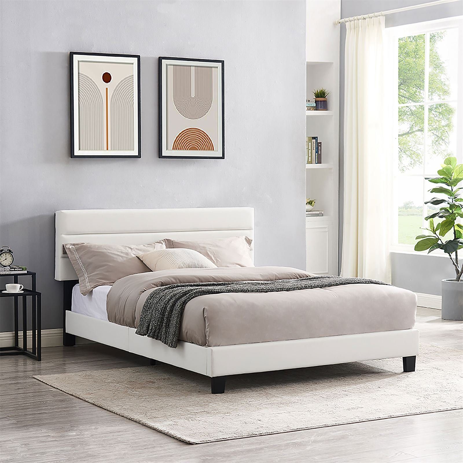 CARO-Möbel Polsterbett BEDFORD, Polsterbett 140x200 cm mit Kunstleder Bezug Bett inkl. Lattenrost