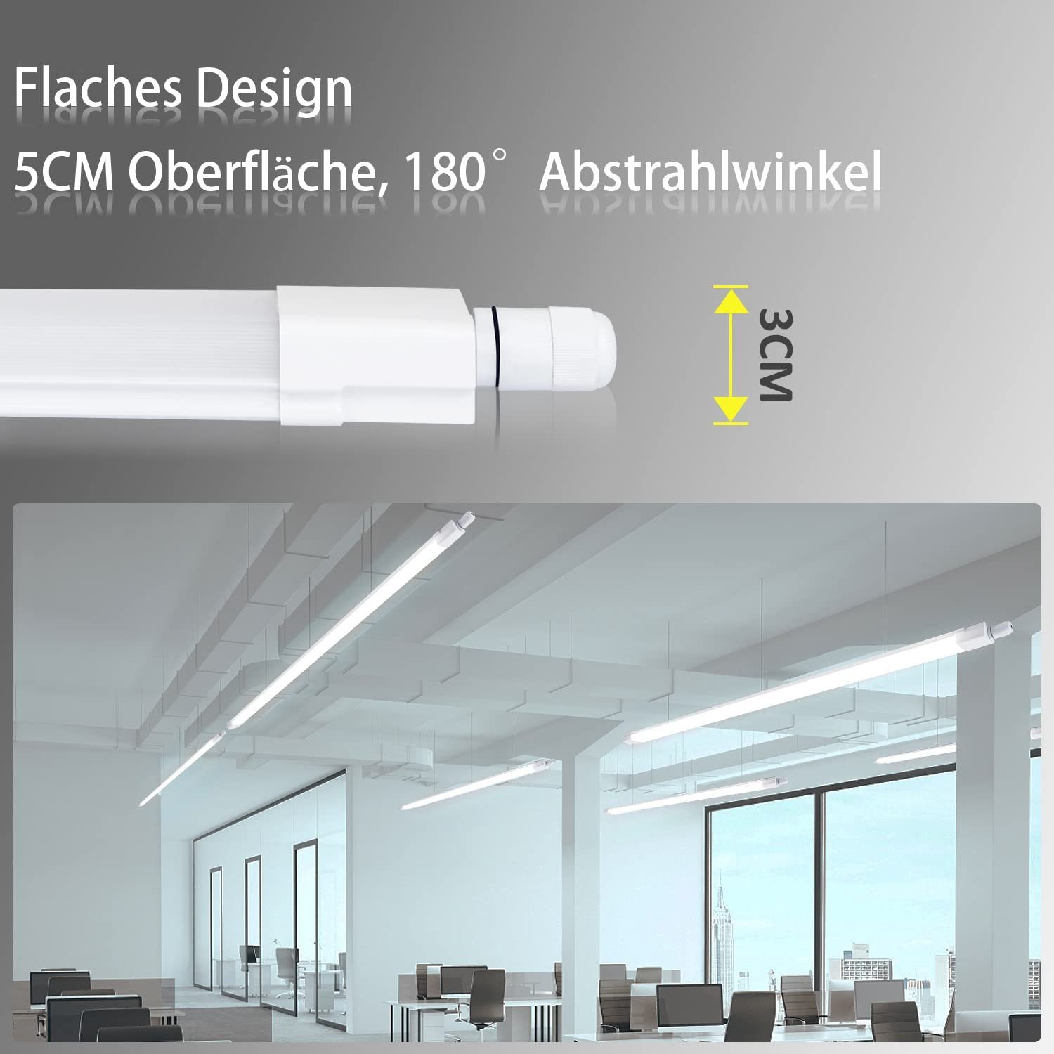 ZMH Deckenleuchte IP65 Wasserfest Leuchtstoffröhre 120cm, LED fest integriert, Kaltweiß