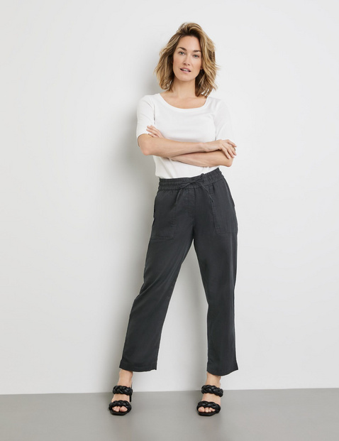 Schlupfhose Easy Fit aus Baumwoll-Leinen
