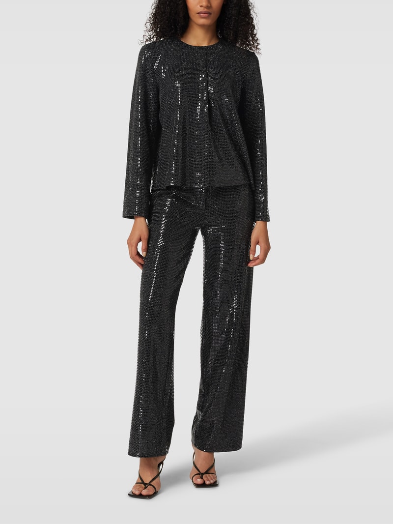 Bluse mit Allover-Paillettenbesatz in schwarz