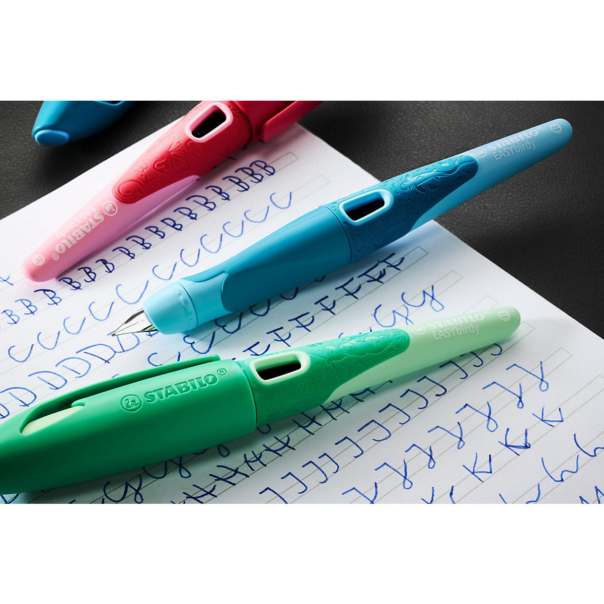 Schulfüller EASYbirdy Linkshänder A-Feder 3D Wildlife Special Edition rosa, inkl. Patrone und Einstellwerkzeug
