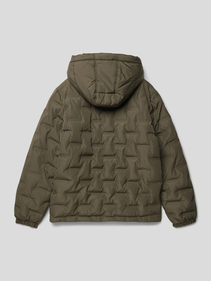 Steppjacke mit Label-Patch in olivgrün