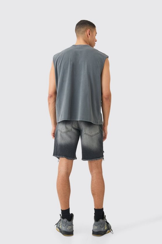 Kastiges Oversize Tanktop mit Renaissance Worldwide Print