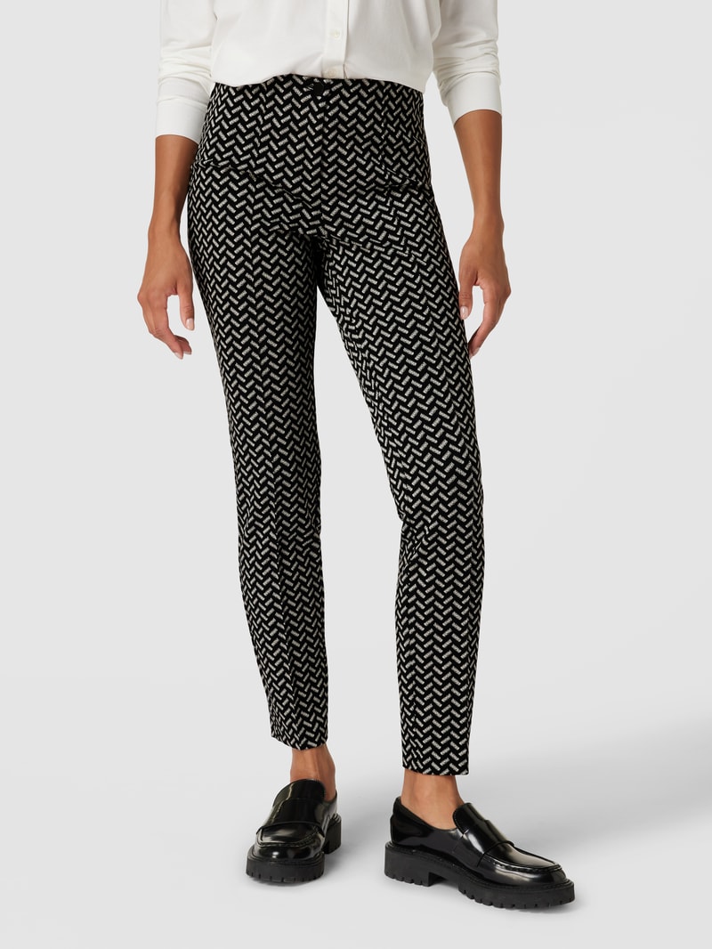 Hose mit Allover-Muster Modell 'Ros' in schwarz