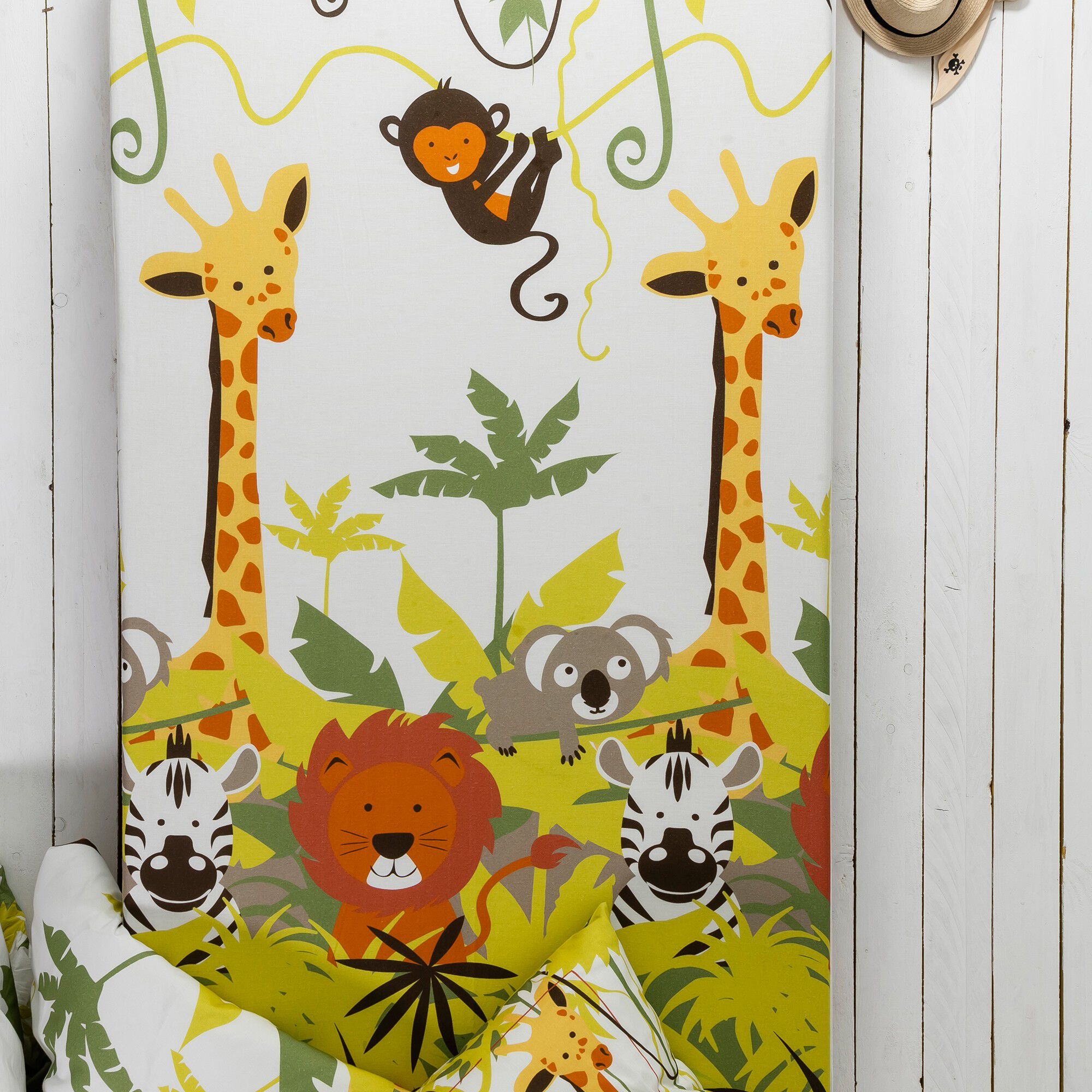 Linge de lit enfant Jungle imprimé animaux 1 personne