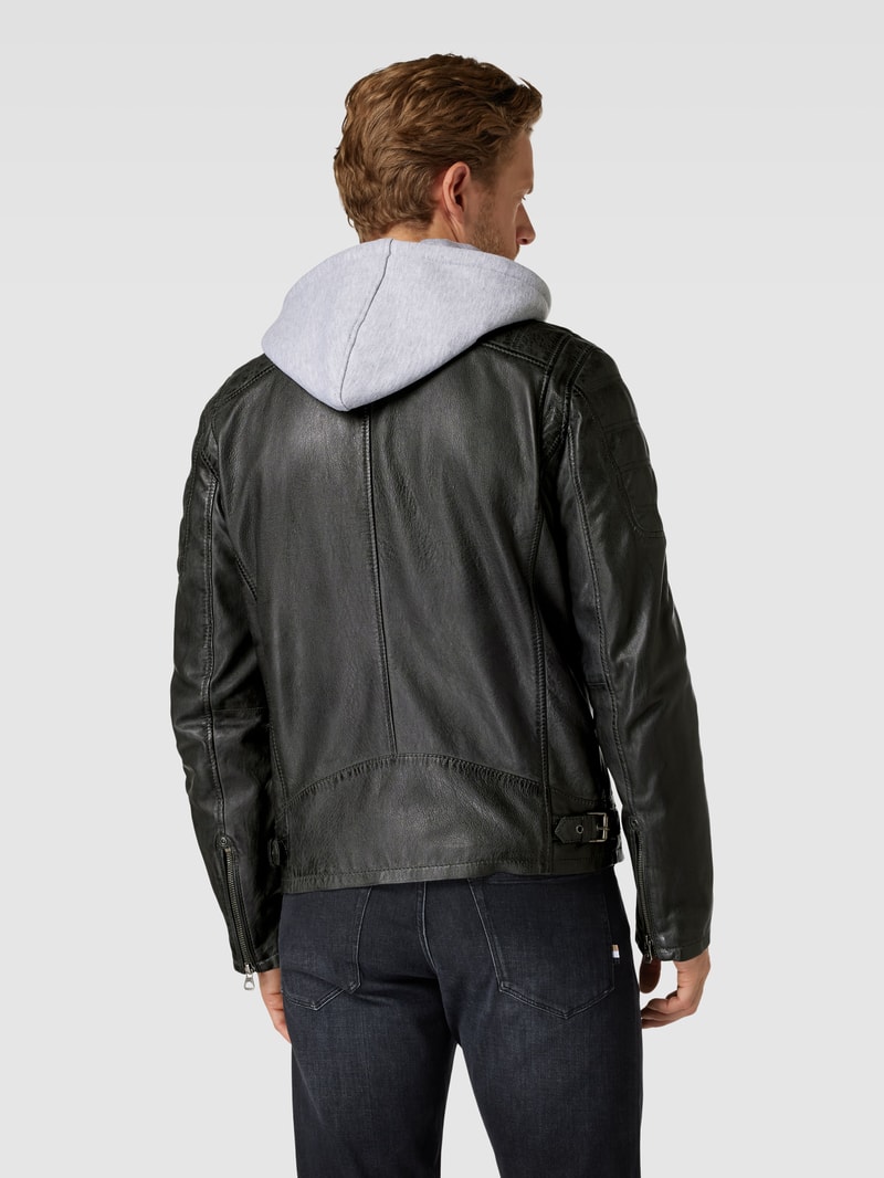 Lederjacke mit Reißverschlusstaschen Modell 'DERRY' in anthrazit