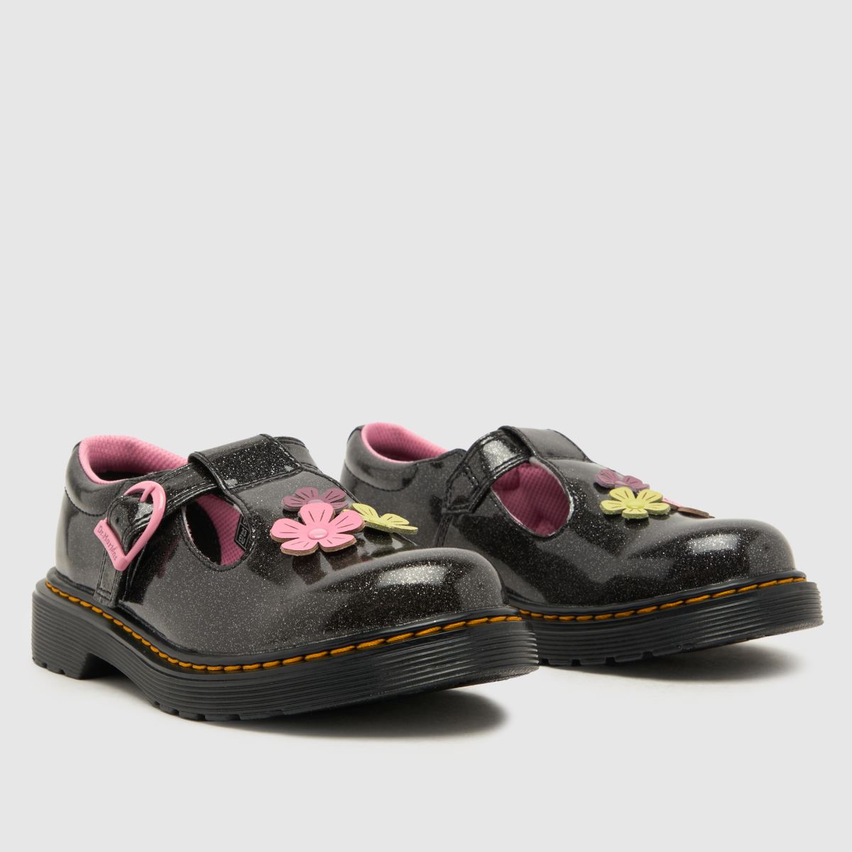 Dr Martens svarta Polley Glitzy flickor juniorskor