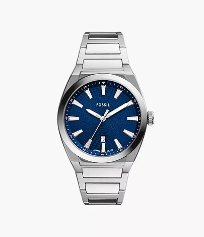 Fossil Uhr Everett 3-Zeiger-Werk Datum Edelstahl