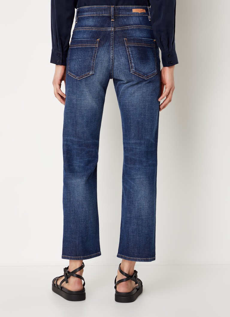 Jeans a vita alta Sessùn Marino, taglio dritto e cropped, lavaggio scuro