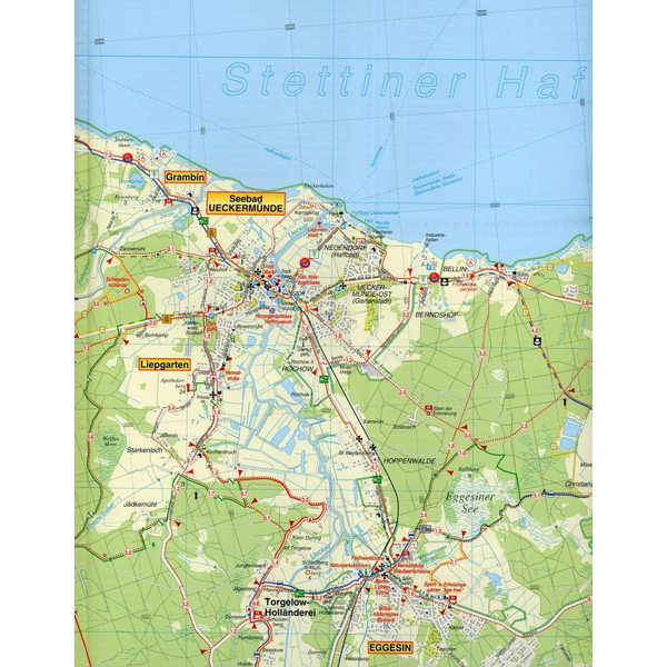 Radwander- und Wanderkarte Ueckermünde, Torgelow, Eggesin und Umgebung 1 :50 000 - Wanderkarte