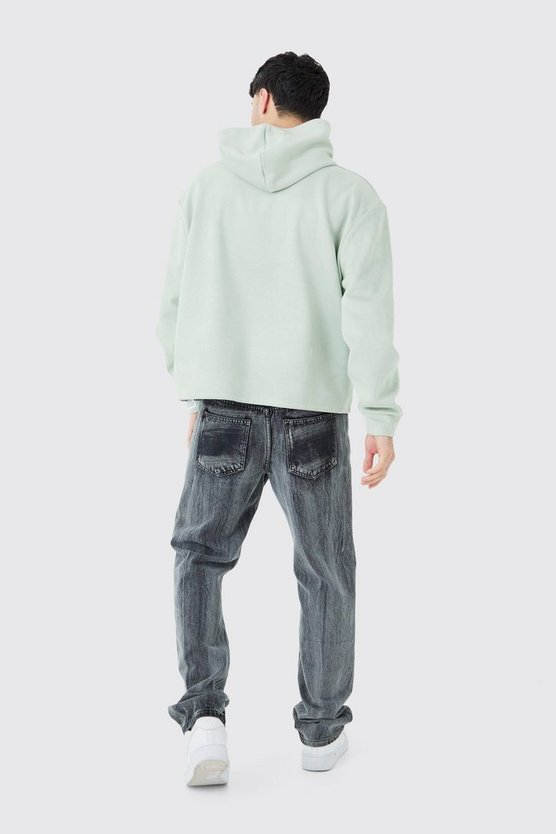 Kastiger Oversize Hoodie aus Wildleder-Imitat