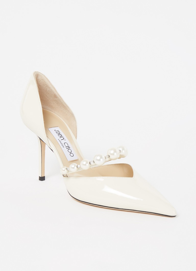 Jimmy Choo Aurelie -korkokengät lakattua nahkaa ja kristallia