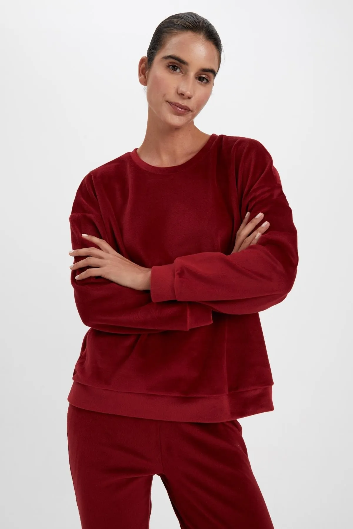 DeFacto  Verliebtes Basic-Pyjama-Oberteil mit Weihnachtsmotiv und Rundhalsausschnitt