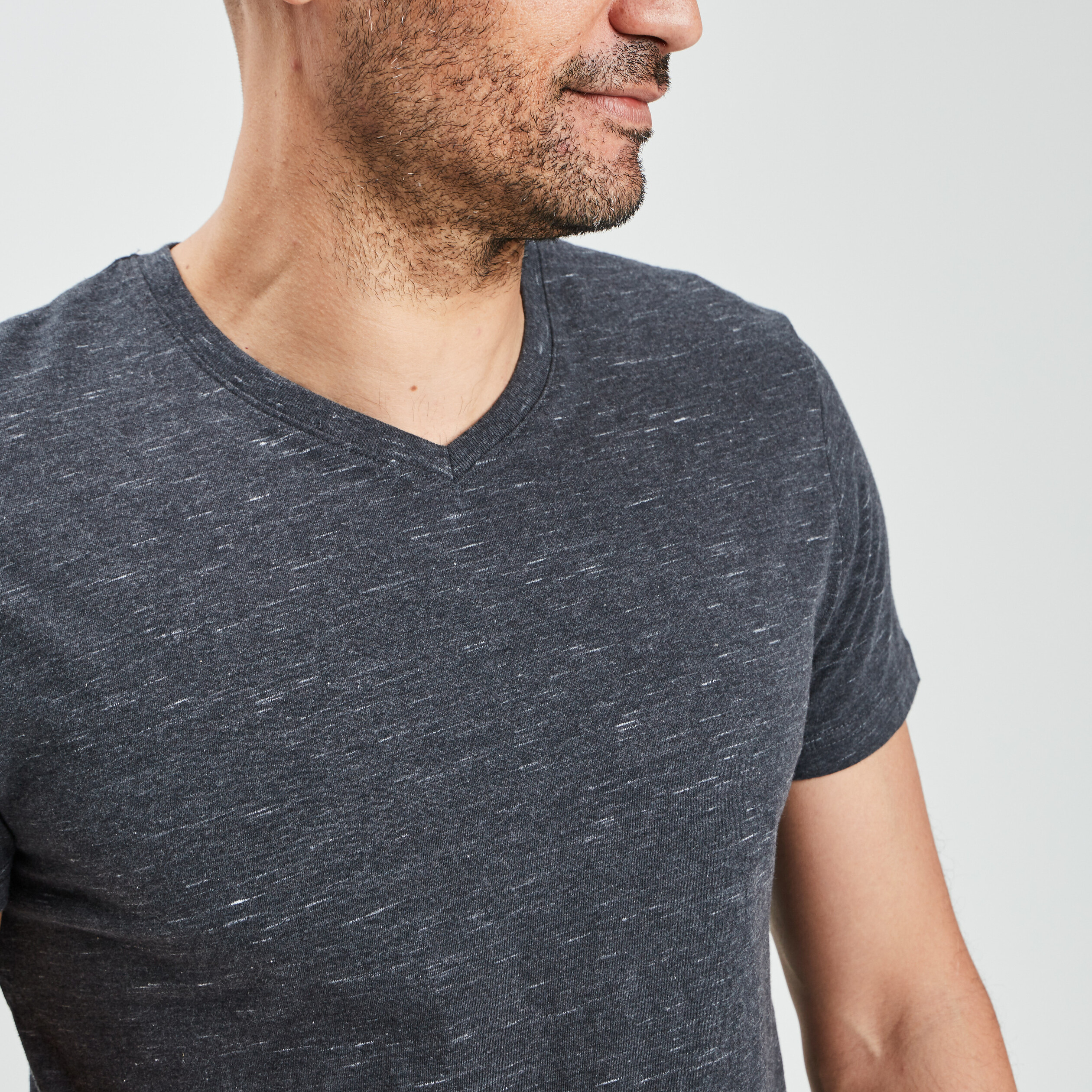 T-shirt manches courtes chiné gris foncé homme | La Halle