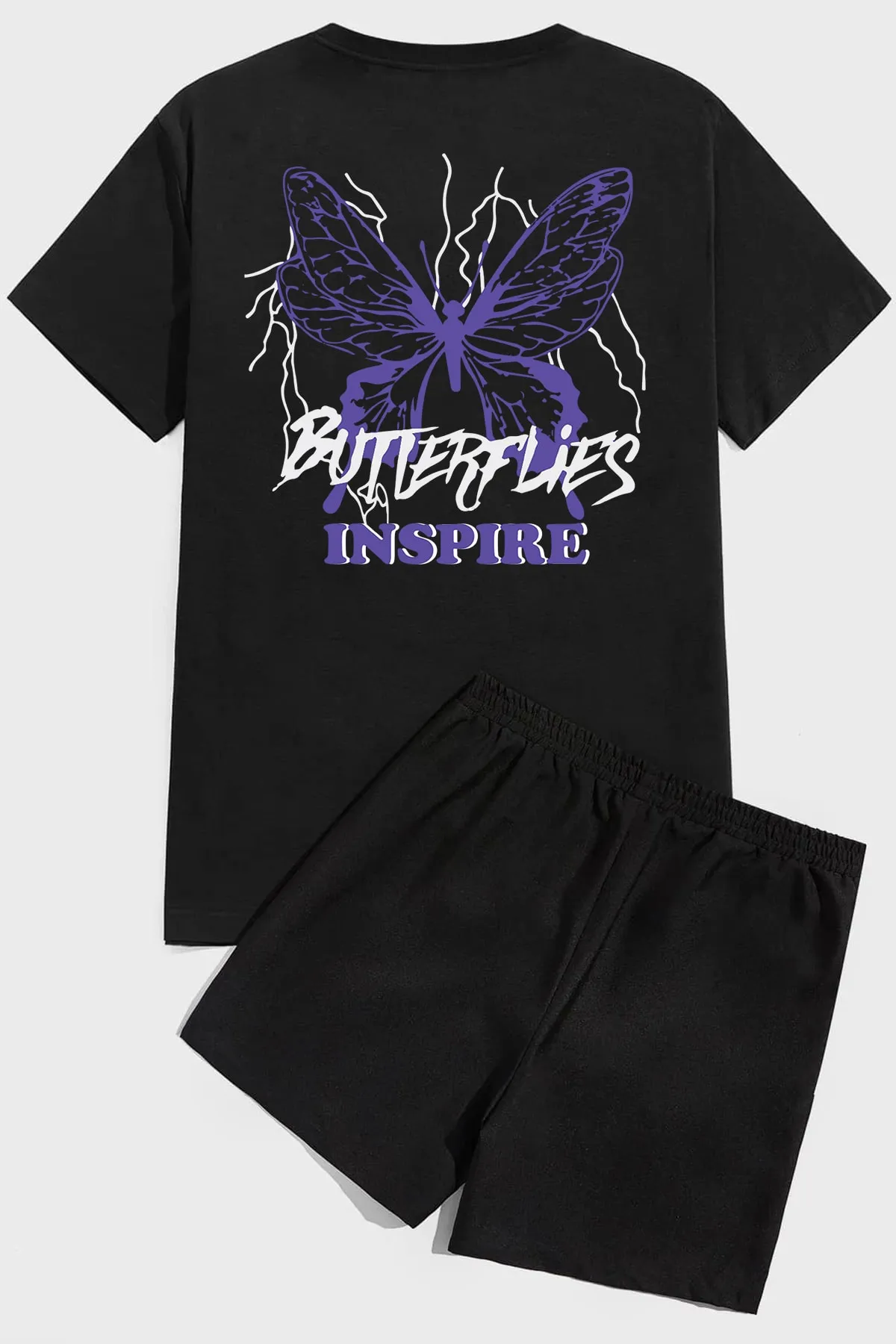 uyguntarz  Shorts-Set mit Schmetterlings- und Buchstaben-Grafikdruck