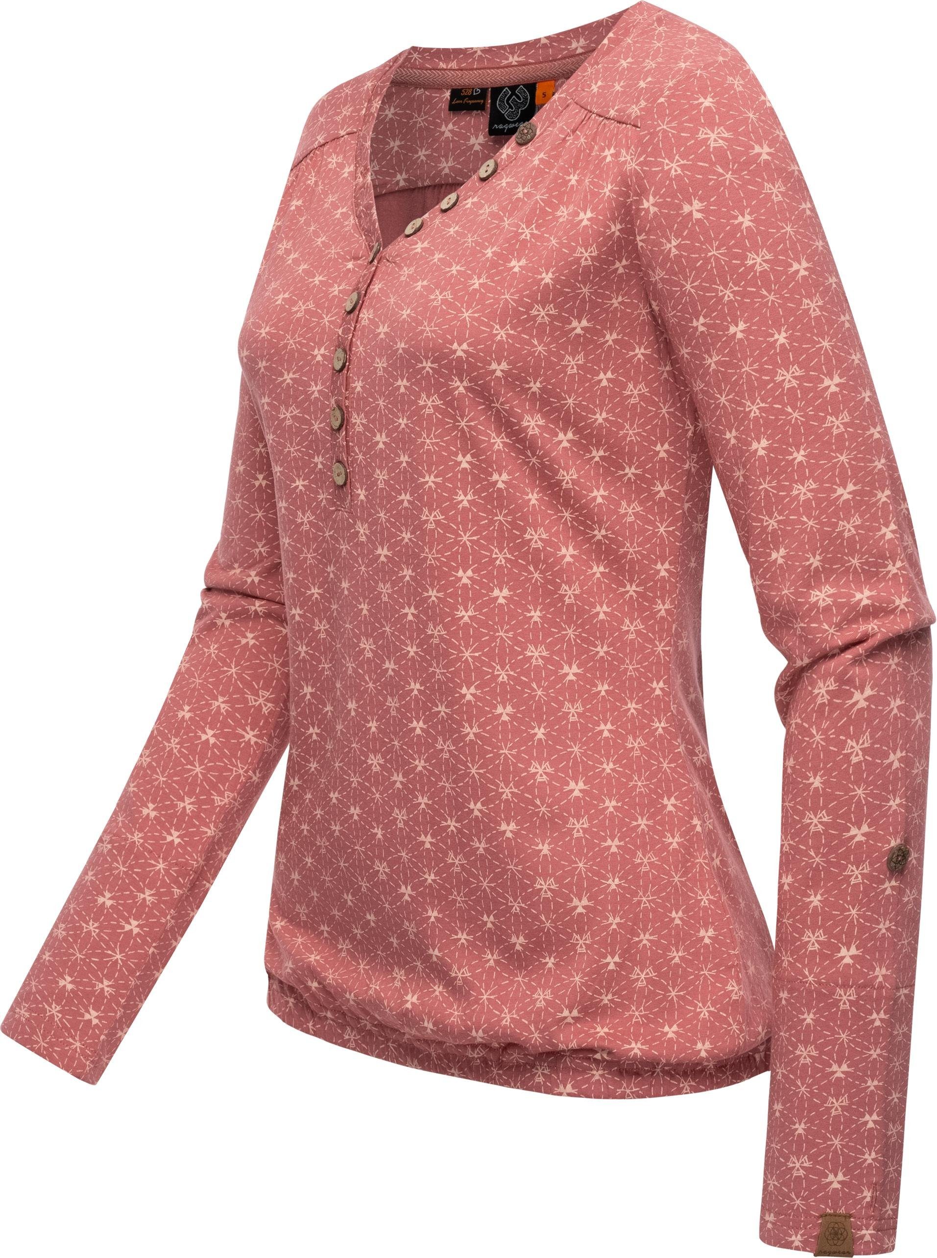 Ragwear Langarmshirt Pinchi Print Stylisches Damen Longsleeve mit Knöpfen