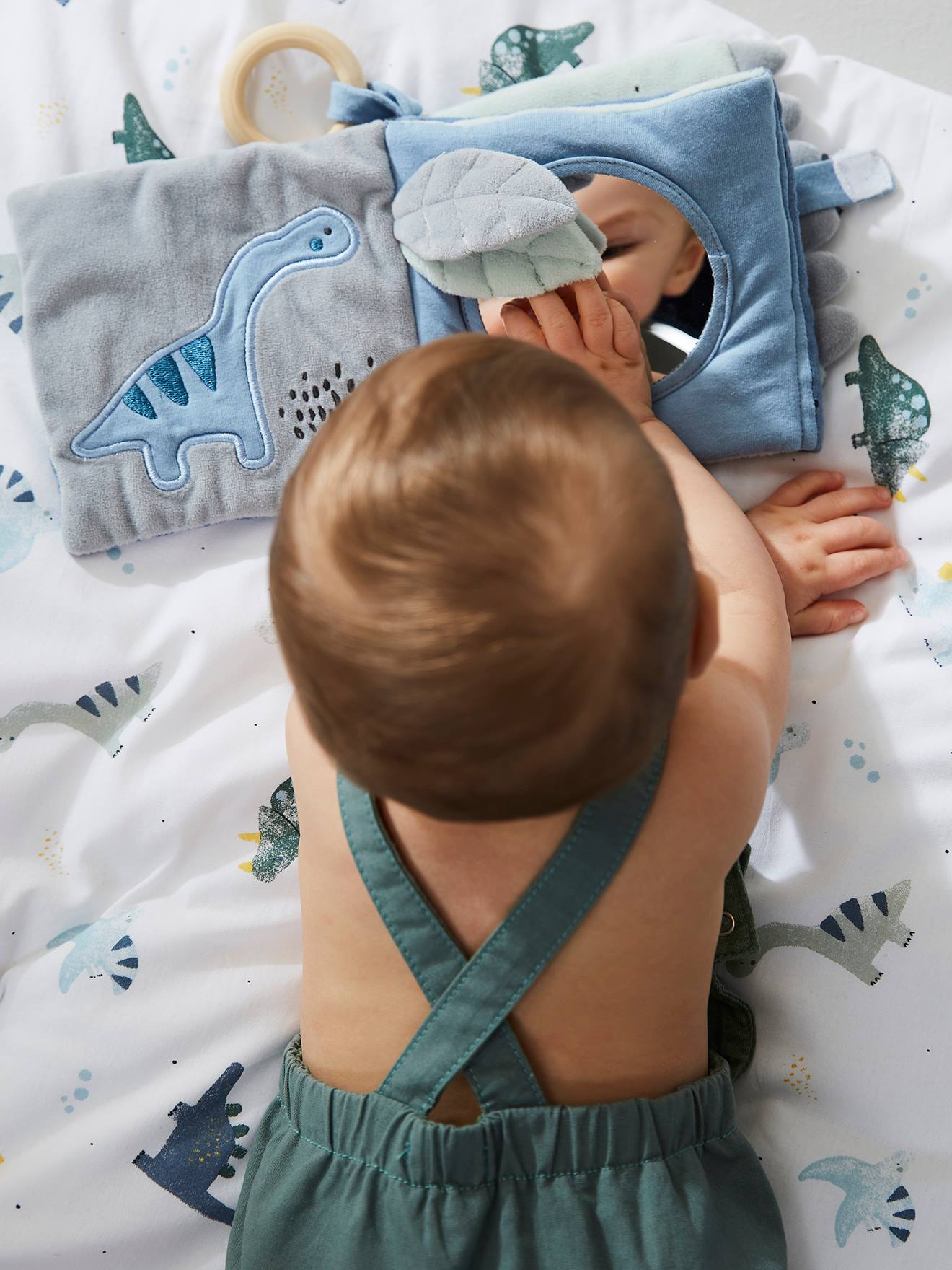 Vertbaudet Baby Stoffbuch KLEINER DINO - blau