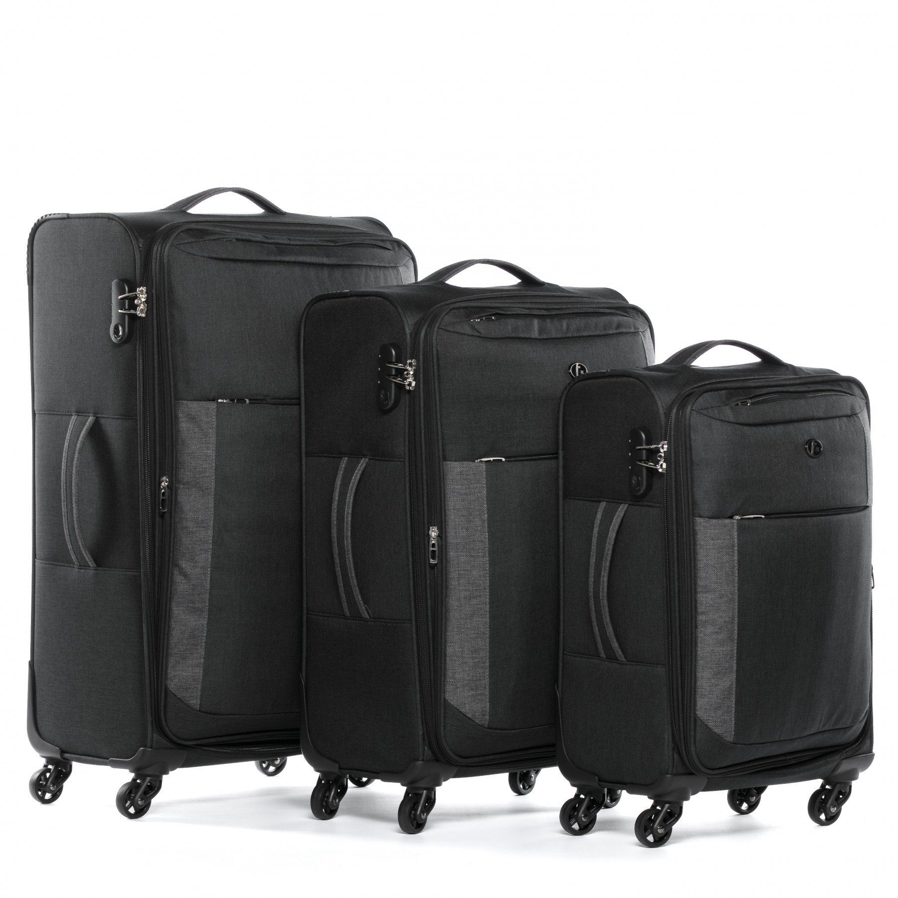 FERGÉ Kofferset 3 teilig Weichschale erweiterbar Saint-Tropez, Trolley 3er Koffer Set, Reisekoffer 4 Rollen, Premium Rollkoffer