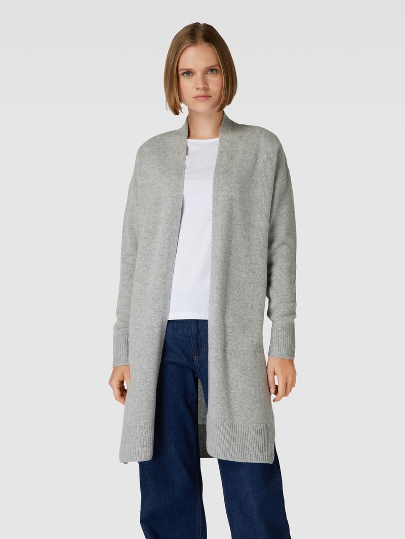 Strickcardigan mit offener Vorderseite in mittelgrau meliert