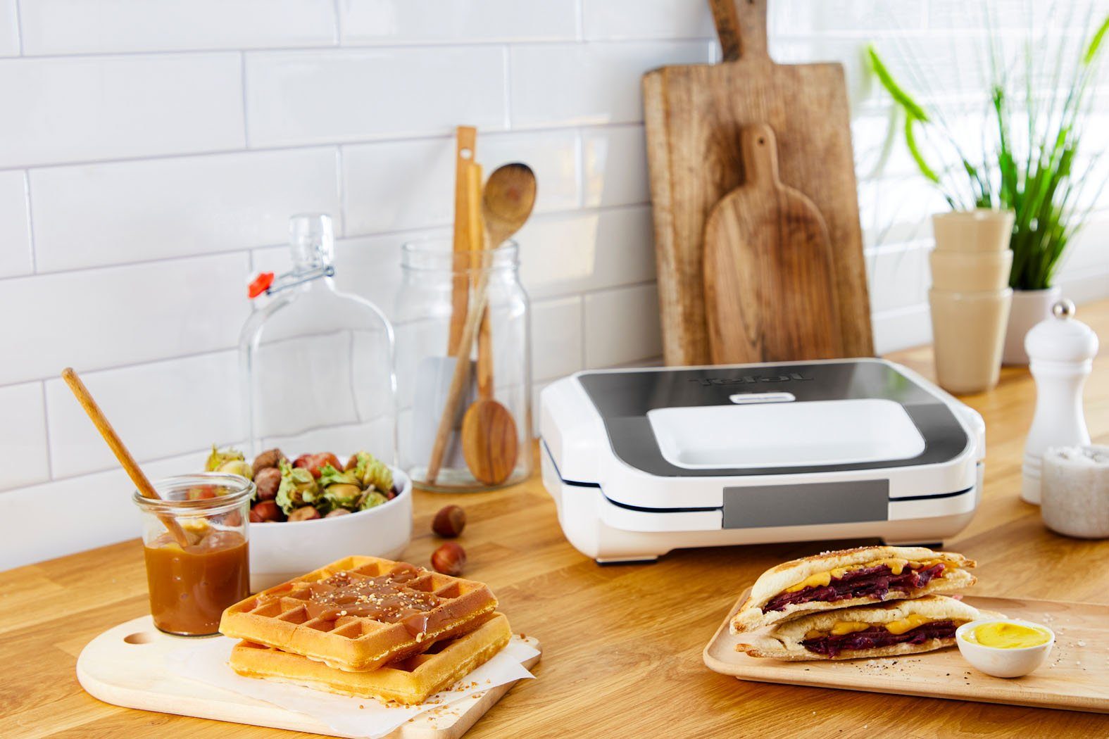 Tefal 2-in-1-Sandwichmaker SW7011 Snack XL, 850 W, 2 antihaft + spülmaschinengeeignete Plattensets, inkl. Rezeptheft