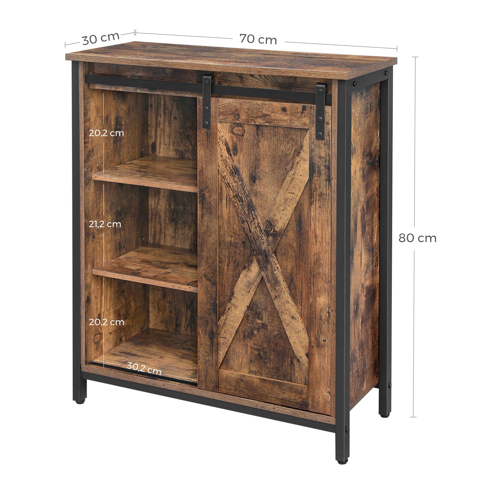 VASAGLE Aktenschrank Sideboard mit Schiebetür, verstellbaren Regalebenen