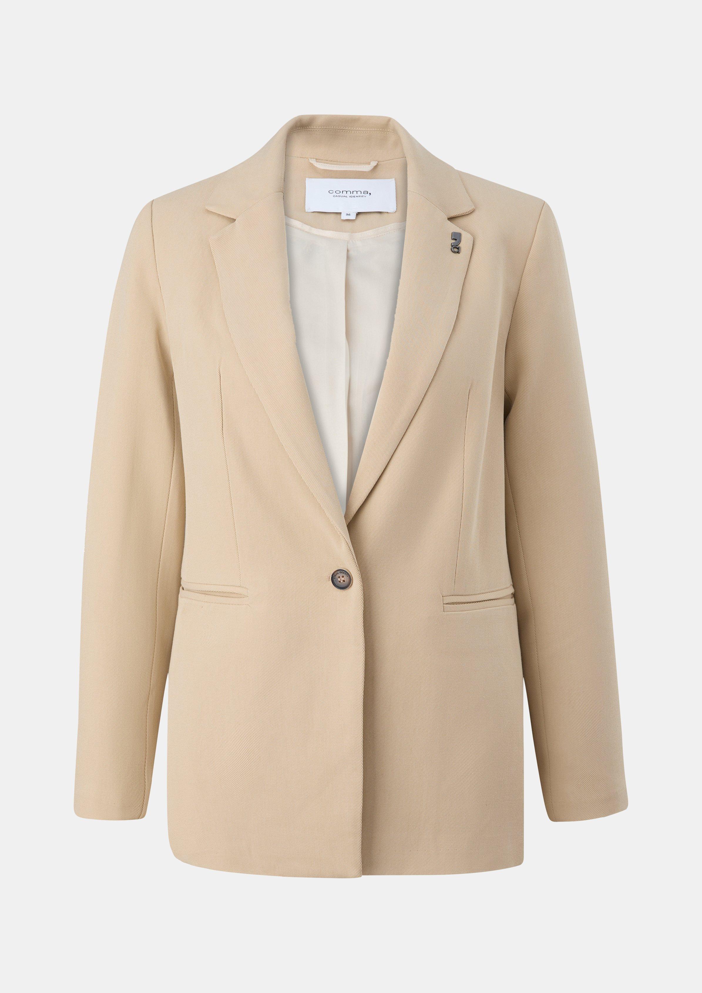 Twill-Blazer mit Logo-Detail - beige