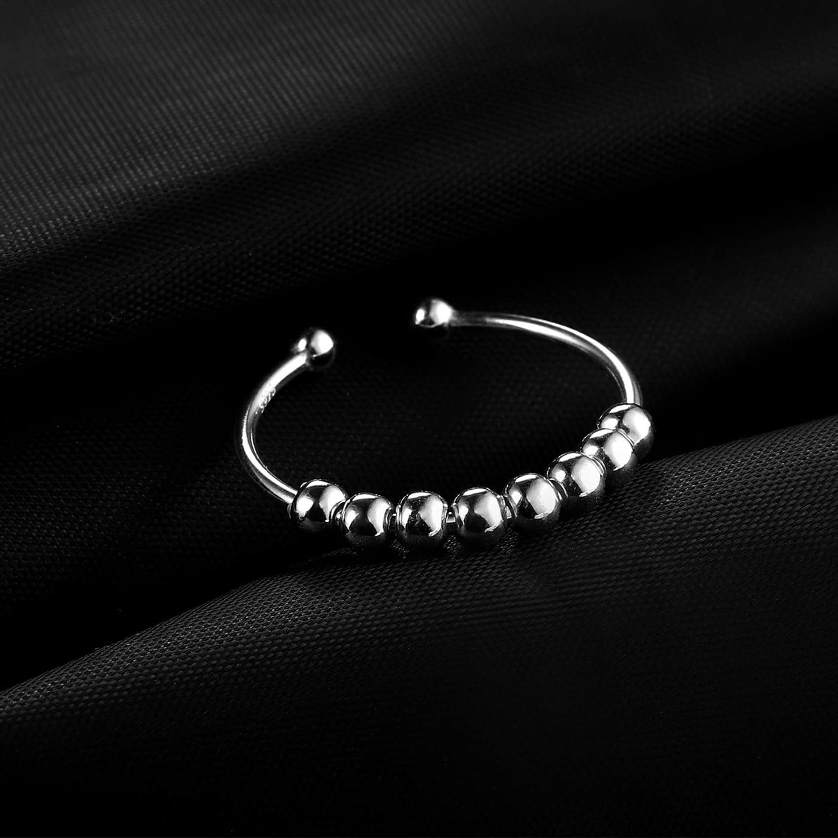 Haiaveng Fingerring S925 Verstellbare Sterling Silber schwimmende Ring für Angst Linderung, Geeignet für Männer und Frauen