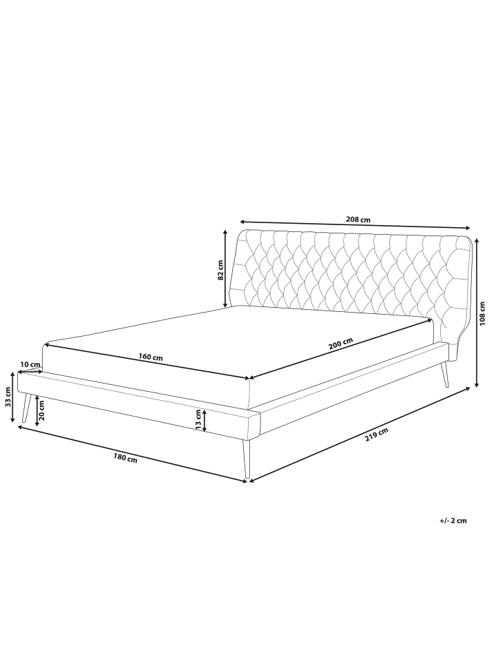 Beliani Doppelbett ESSONNE in Beige - (W) 208 x (H) 108 x (L) 219 cm günstig kaufen onesize