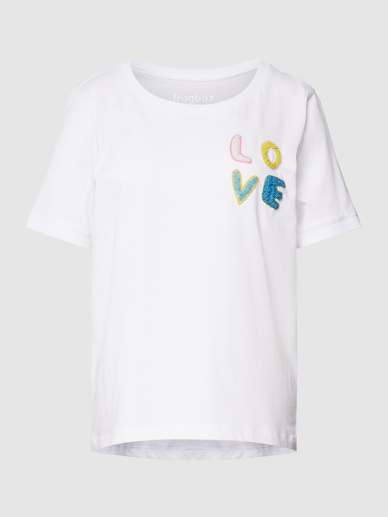 T-Shirt mit Zierbesatz in weiß