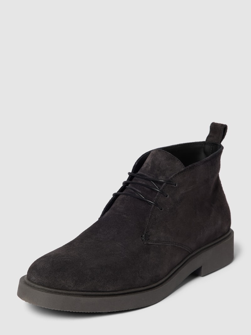 Desert Boots aus Leder mit Schnürverschluss in dunkelgrau