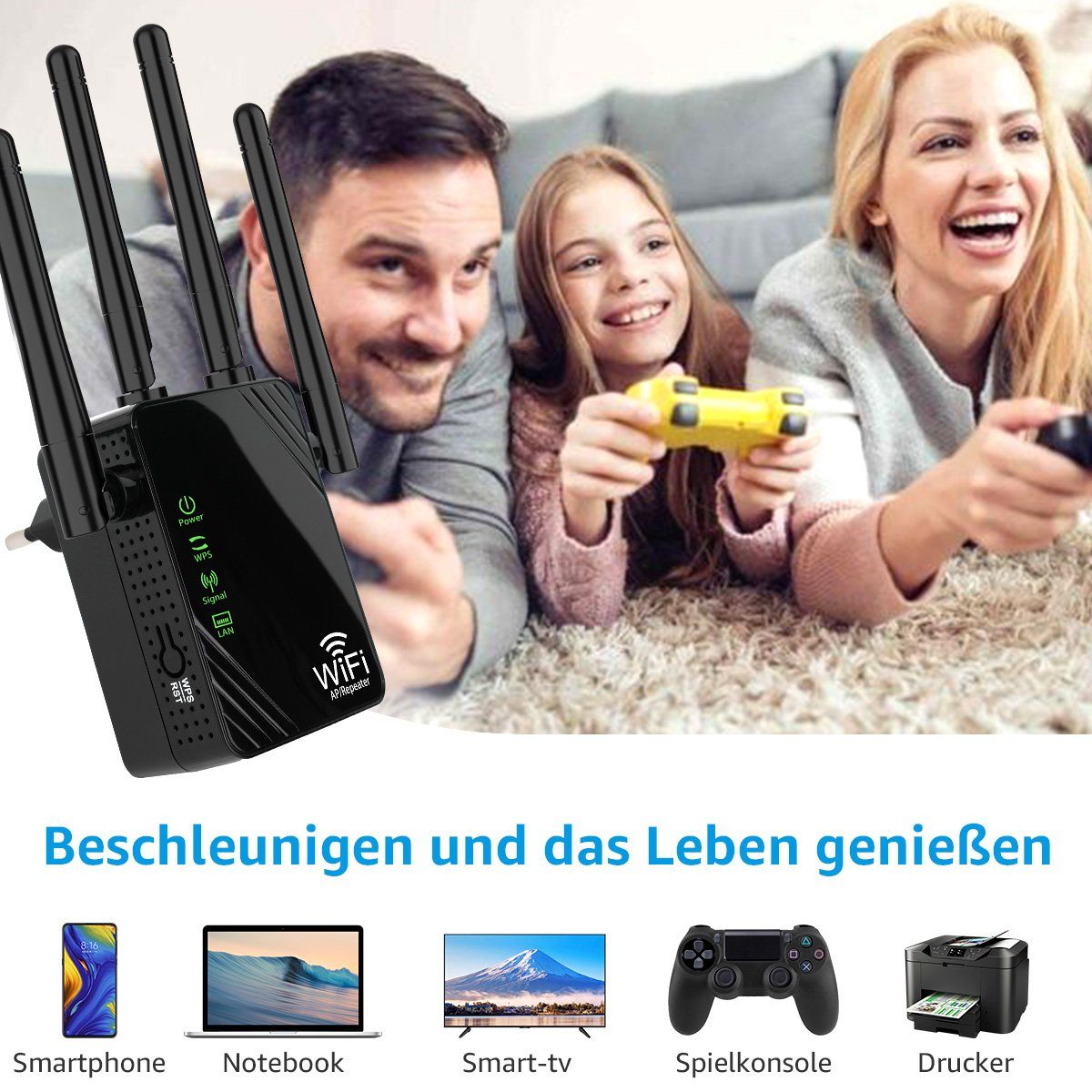 MOOHO WLAN Repeater WiFi Verstärker 1200Mbit/s 5GHz & 2.4GHz Dual-Band WLAN-Repeater, WLAN-Repeater