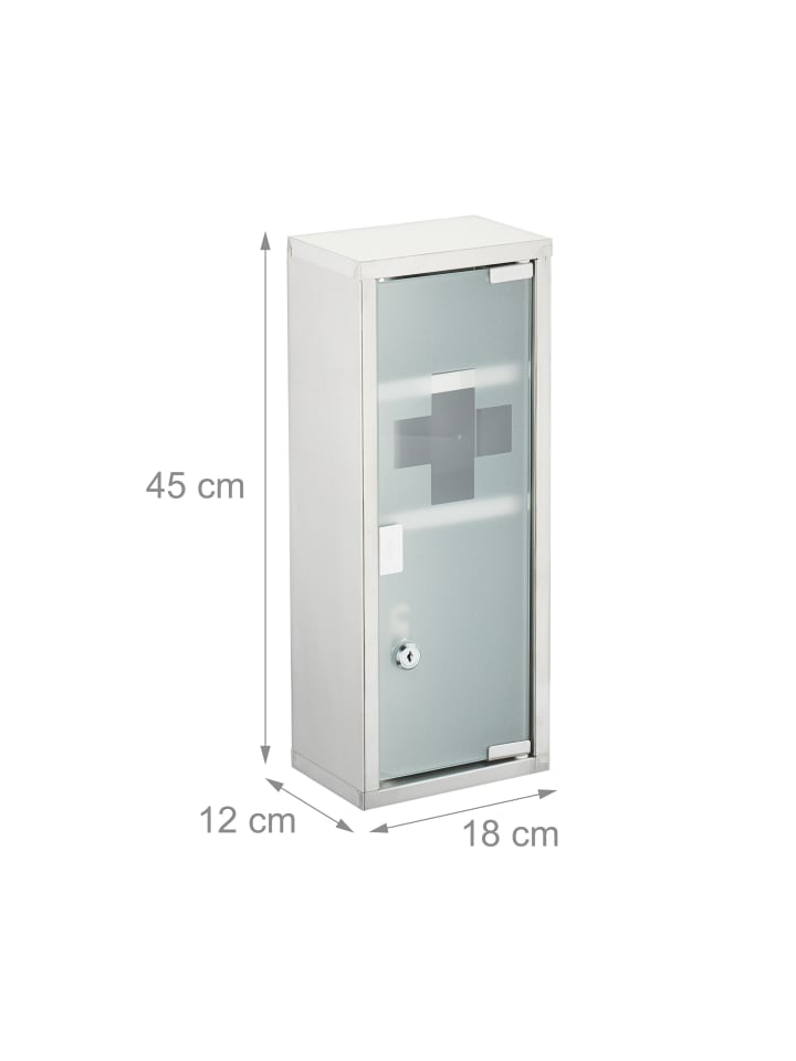 relaxdays Medizinschrank in Silber - (B)45 x (H)18 x (T)12 cm günstig kaufen onesize