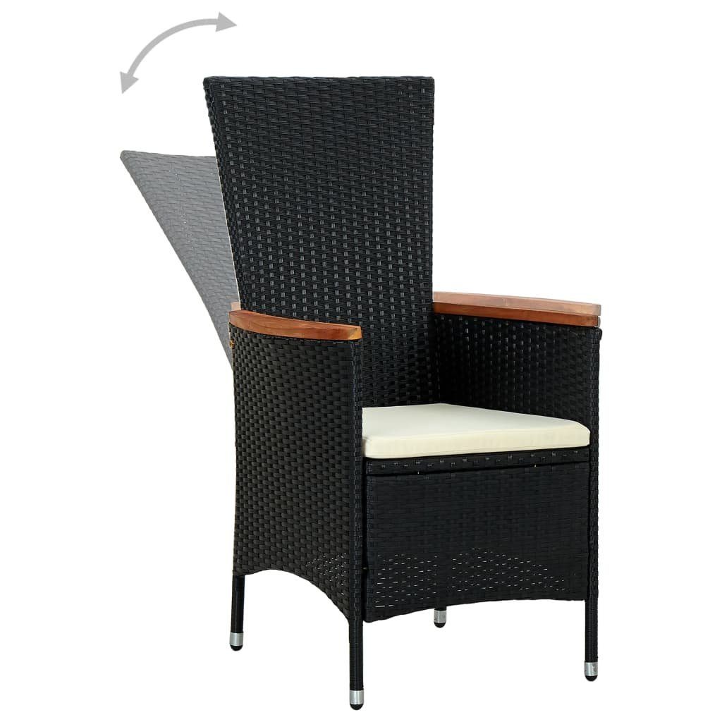vidaXL Garten-Essgruppe 7-tlg. Garten-Essgruppe Poly Rattan Akazienholz Schwarz, (7-tlg)