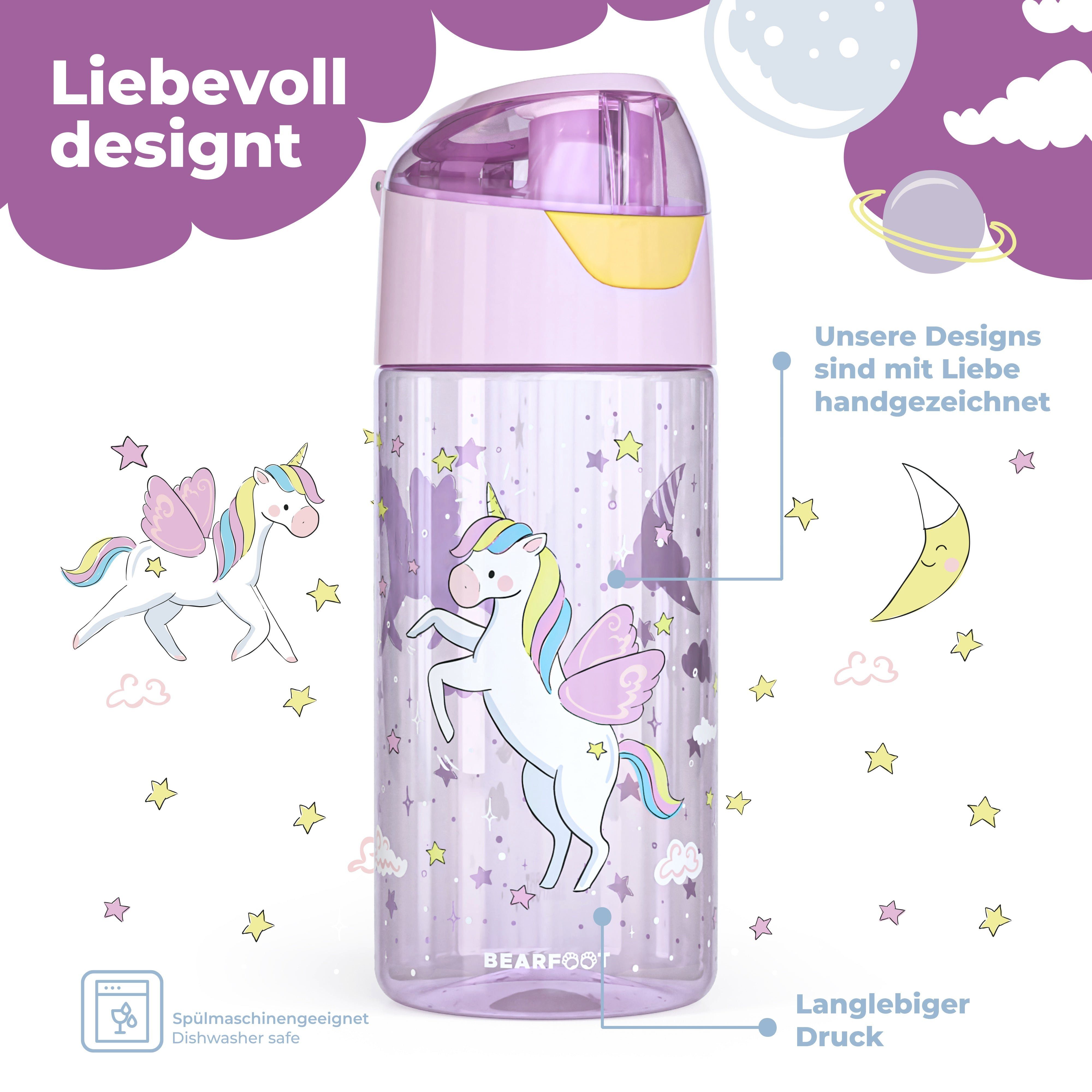 BEARFOOT Trinkflasche Trinkflasche Kinder, leichte Wasserflasche - Einhorn