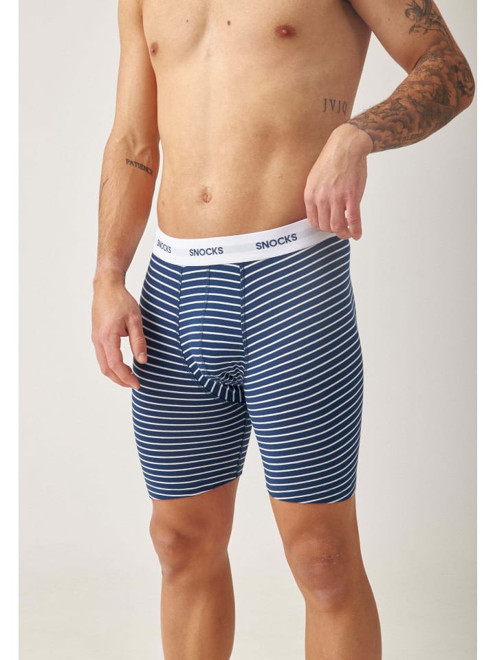 SNOCKS Lange Boxershorts 6 Stück in Blau (Streifen) günstig kaufen