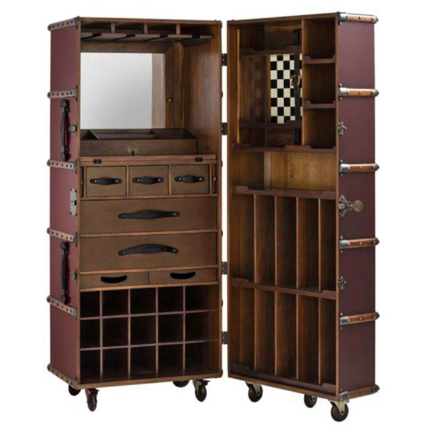 AUTHENTIC MODELS Barschrank Koffer Stateroom Burgundy Rot