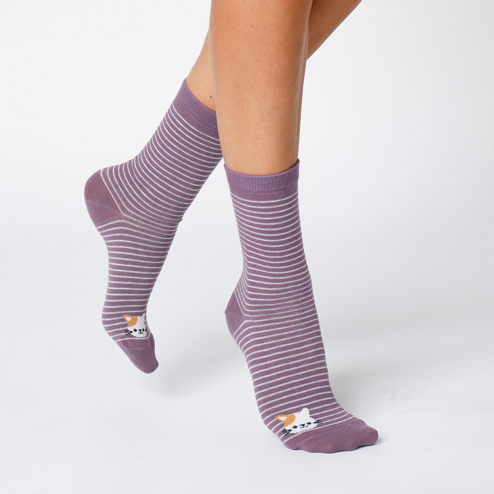 Chaussettes rayées fantaisie à motifs animaux